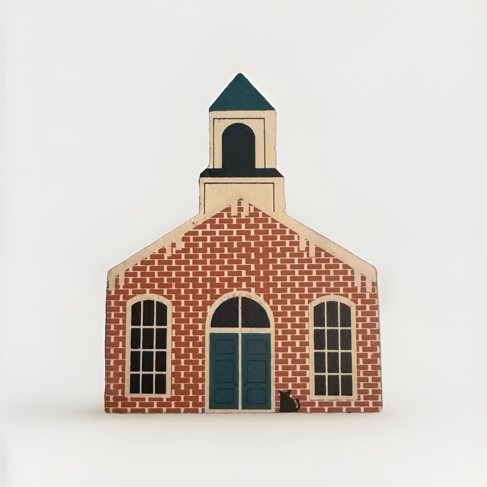 Cat's Meow Jackson Township Hall Roscoe Village Ohio 1986 Wood Shelf Sitter